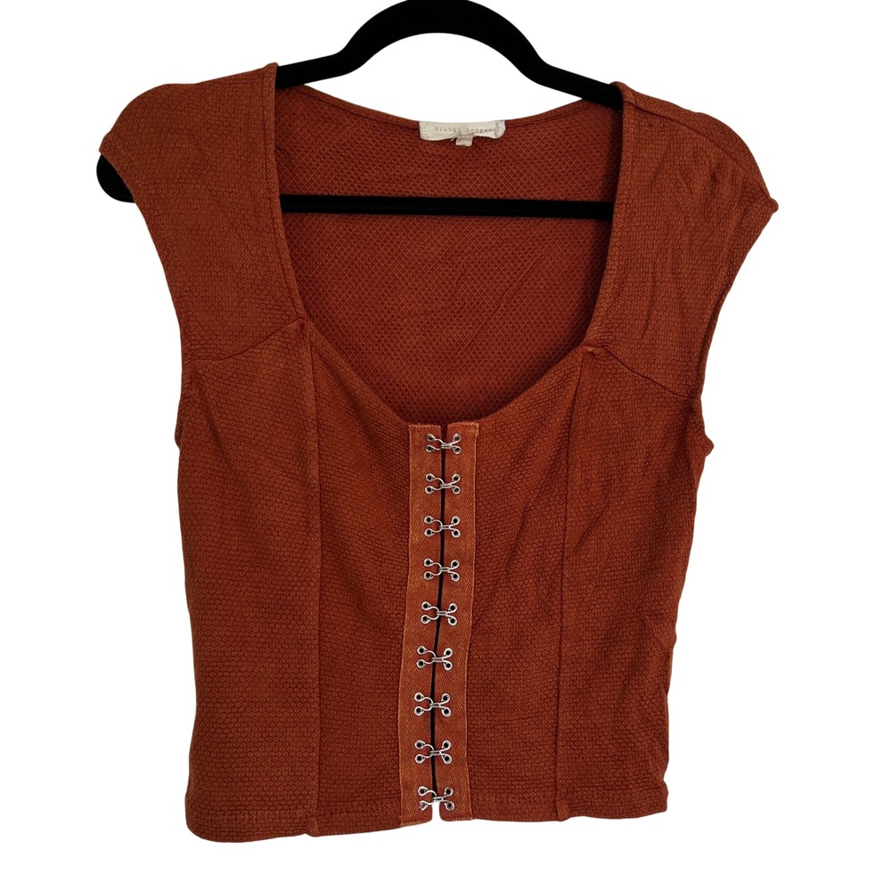 Gilded Intent Rust Orange Hook Eye Corset Top Y2K Boho Fairy Grunge Size M